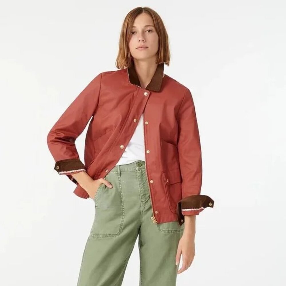 J. Crew Barn Jacket With Liberty Floral Print For Women | Rock Red | Medium